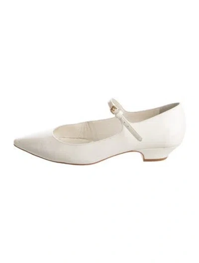 Pre-owned Reformation Patent Leather Mary Jane Flats In Neutral