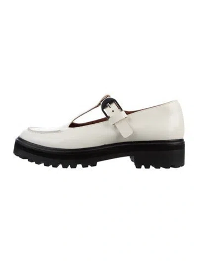 Pre-owned Reformation Patent Leather Mary Jane Flats In White