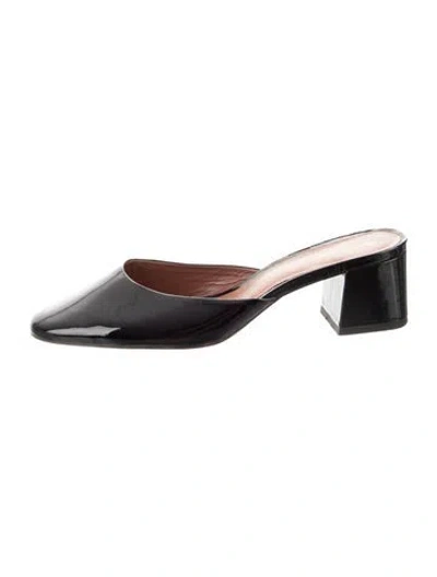 Pre-owned Reformation Patent Leather Mules In Black