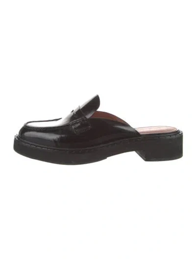 Pre-owned Reformation Patent Leather Mules In Black