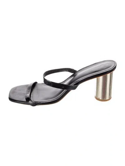 Pre-owned Reformation Patent Leather Slides In Black