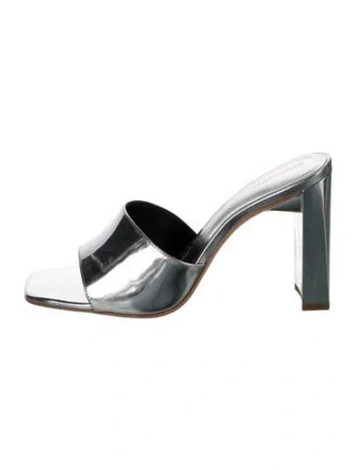 Pre-owned Reformation Patent Leather Slides In Silver
