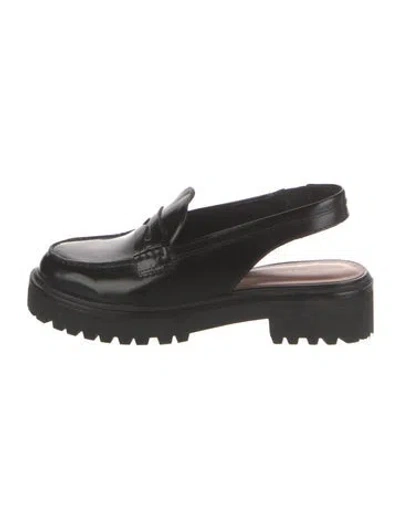 Pre-owned Reformation Patent Leather Slingback Flats In Black