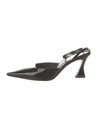 Pre-owned Reformation Patent Leather Slingback Pumps In Black