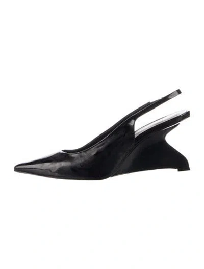 Pre-owned Reformation Patent Leather Slingback Pumps In Black