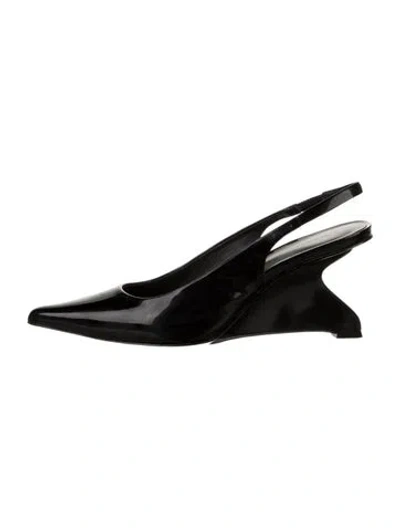 Pre-owned Reformation Patent Leather Slingback Pumps In Black