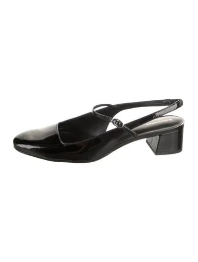 Pre-owned Reformation Patent Leather Slingback Pumps In Black