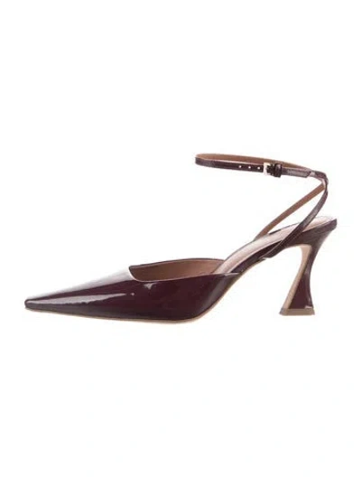 Pre-owned Reformation Patent Leather Slingback Pumps In Burgundy