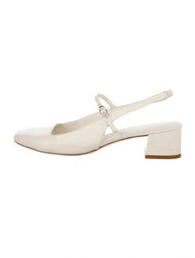 Pre-owned Reformation Patent Leather Slingback Pumps In Neutral