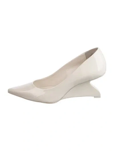 Pre-owned Reformation Patent Leather Slingback Pumps In Neutral