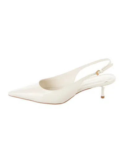 Pre-owned Reformation Patent Leather Slingback Pumps In Neutrals