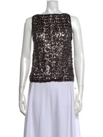 Pre-owned Reformation Patterned Crew Neck Top W/ Tags In Black