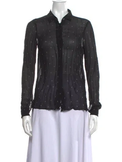 Pre-owned Reformation Patterned Long Sleeve Blouse In Black