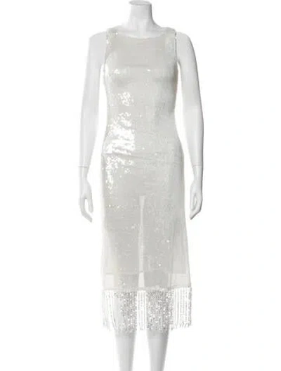 Pre-owned Reformation Patterned Midi Length Dress In White