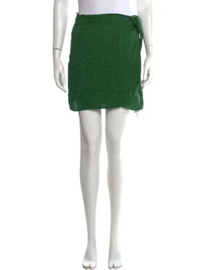 Pre-owned Reformation Patterned Mini Skirt In Green