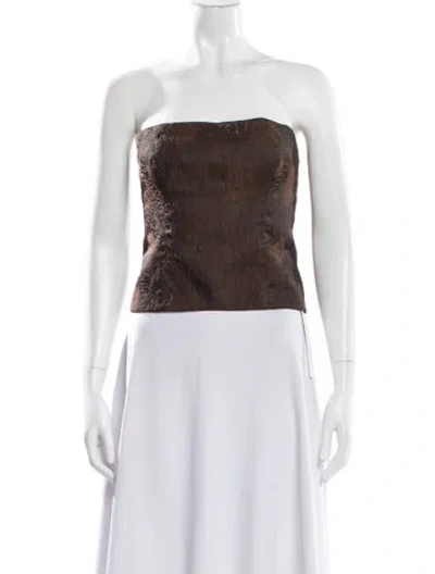 Pre-owned Reformation Patterned Strapless Top In Brown