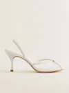 Reformation Paula Heeled Sandal In White Mesh