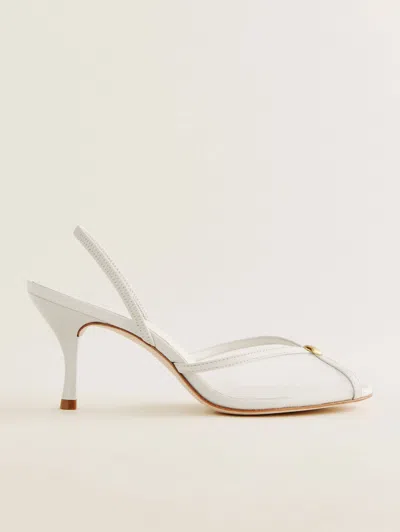 Reformation Paula Heeled Sandal In White Mesh
