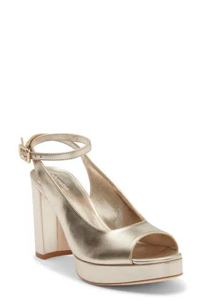 Reformation Paulette Platform Sandal In Gold