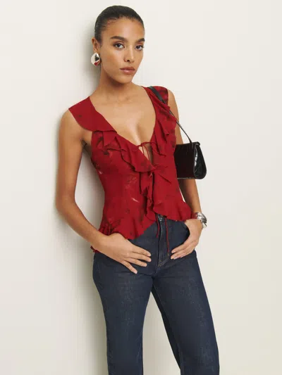 Reformation Paulette Top In Vermillion