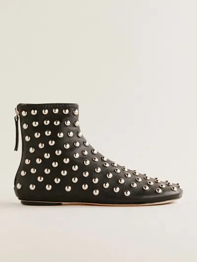 Reformation Payton Stretch Bootie In Black Dome Studs