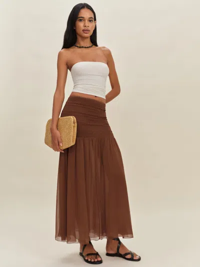 Reformation Penelope Skirt In Brown