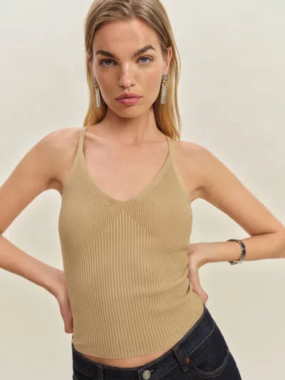 Reformation Peony Ribbed Sweater Tank In Bear