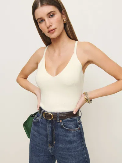 Reformation Peony Ribbed Sweater Tank In Fior Di Latte