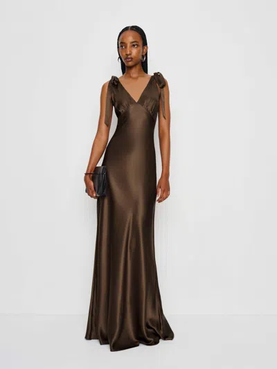 Reformation Pernille Silk Dress In Brown