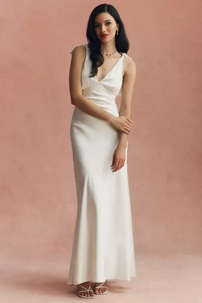 Reformation Pernille Sleeveless V-neck Silk Maxi Dress In White