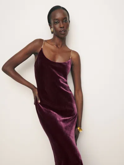 Reformation Petites Ady Velvet Dress In Mahogany