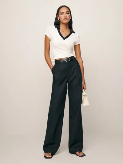 Reformation Petites Alex Linen Pant In Black