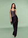 Reformation Petites Bella Satin Skirt In Black