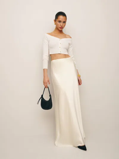 Reformation Petites Bella Satin Skirt In Fior Di Latte