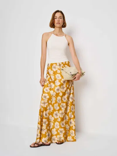 Reformation Petites Bella Silk Skirt In Orange