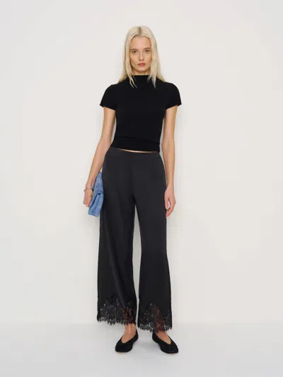 Reformation Petites Carolina Silk Pant Black Xsp