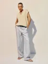 Reformation Petites Carter Linen Mid Rise Pant In Antibes Stripe