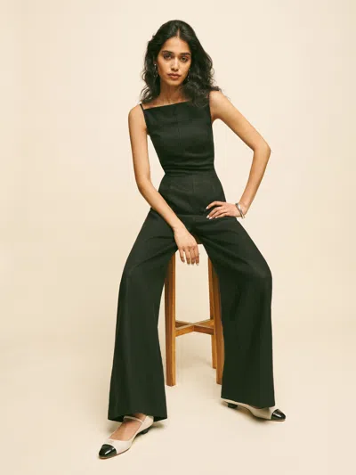 Reformation Petites Ciara Linen Jumpsuit In Black