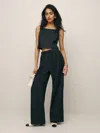 Reformation Petites Fernando Linen Pant In Black