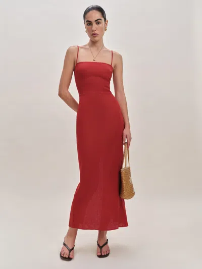 Reformation Petites Frankie Linen Dress In Sundried Tomato