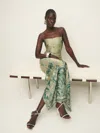 Reformation Petites Frankie Silk Dress In Sage Border