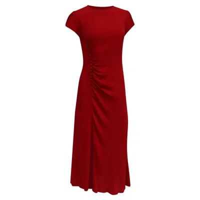 Reformation Petites Frasier Midi Dress In Red Viscose
