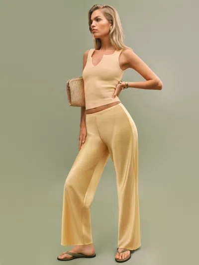 Reformation Petites Gale Satin Mid Rise Bias Pant