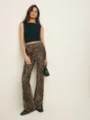 Reformation Petites Gale Satin Mid Rise Bias Pant In Leo