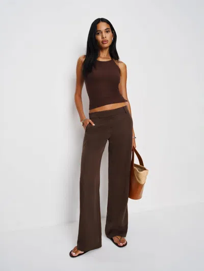 Reformation Petites Gisele Low Rise Pant Brown 12p