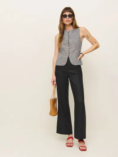 Reformation Petites Hallie Linen Pant In Black