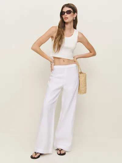 Reformation Petites Hallie Linen Pant In White