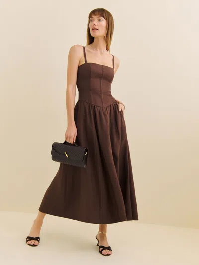 Reformation Petites Katarin Linen Dress In Cafe