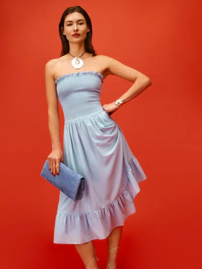 Reformation Petites Laurine Dress In Blue