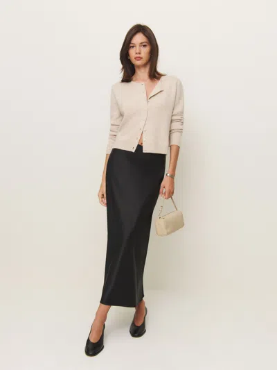 Reformation Petites Layla Satin Skirt In Black